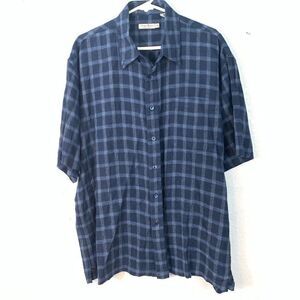 Indigo Palms Mens S/S Plaid 100% Irish Linen Shirt